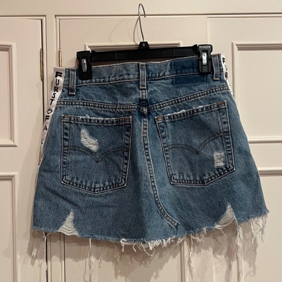 NWOT: FIRST OF A KIND distressed denim mini skirt, Size 26 - Picture 2 of 5